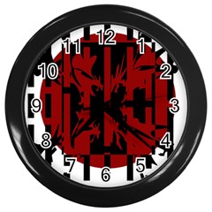 Red, Black And White Decorative Design Wall Clocks (black) by Valentinaart