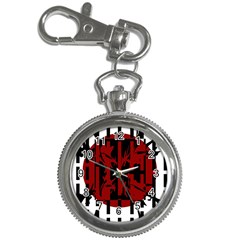 Red, Black And White Decorative Design Key Chain Watches by Valentinaart