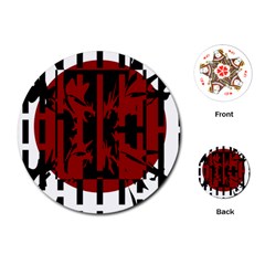 Red, Black And White Decorative Design Playing Cards (round)  by Valentinaart