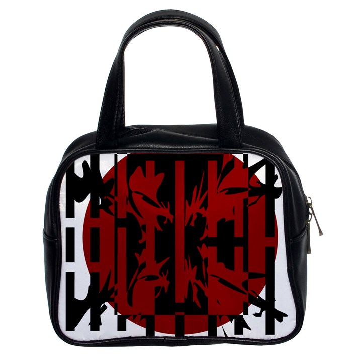 Red, black and white decorative design Classic Handbags (2 Sides)