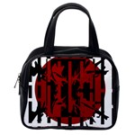 Red, black and white decorative design Classic Handbags (2 Sides) Back