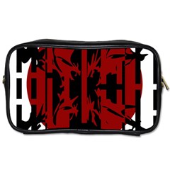 Red, Black And White Decorative Design Toiletries Bags 2-side