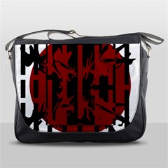 Red, Black And White Decorative Design Messenger Bags by Valentinaart