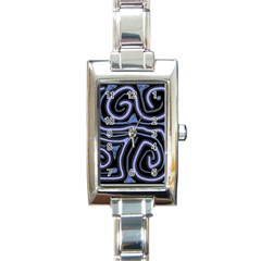 Blue Abstract Design Rectangle Italian Charm Watch by Valentinaart