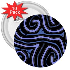 Blue abstract design 3  Buttons (10 pack) 