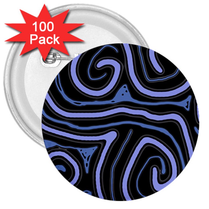 Blue abstract design 3  Buttons (100 pack) 