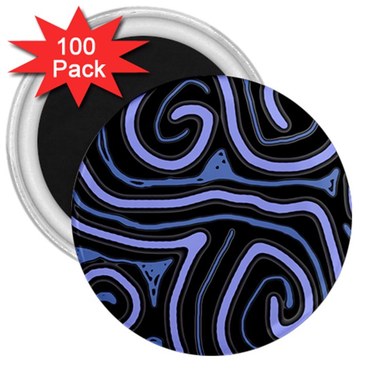 Blue abstract design 3  Magnets (100 pack)