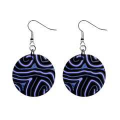 Blue abstract design Mini Button Earrings