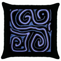 Blue abstract design Throw Pillow Case (Black)