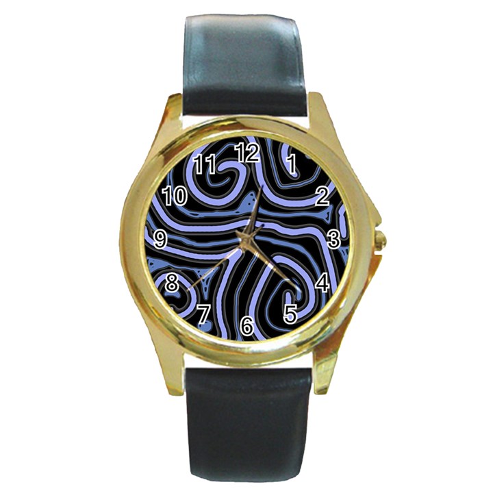 Blue abstract design Round Gold Metal Watch