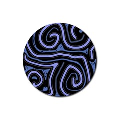 Blue abstract design Rubber Coaster (Round) 