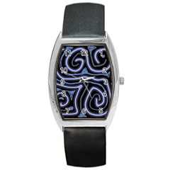 Blue abstract design Barrel Style Metal Watch