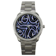 Blue abstract design Sport Metal Watch