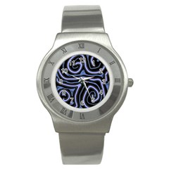 Blue abstract design Stainless Steel Watch