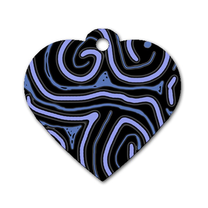 Blue abstract design Dog Tag Heart (Two Sides)