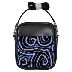 Blue Abstract Design Girls Sling Bags by Valentinaart