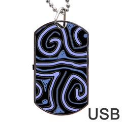 Blue abstract design Dog Tag USB Flash (One Side)