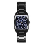 Blue abstract design Stainless Steel Barrel Watch Front