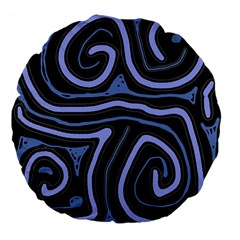 Blue abstract design Large 18  Premium Flano Round Cushions