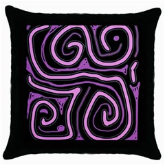 Purple Neon Lines Throw Pillow Case (black) by Valentinaart