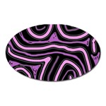 Purple neon lines Oval Magnet Front