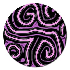 Purple Neon Lines Magnet 5  (round) by Valentinaart