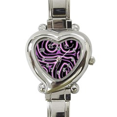 Purple Neon Lines Heart Italian Charm Watch by Valentinaart