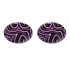 Purple Neon Lines Cufflinks (oval) by Valentinaart