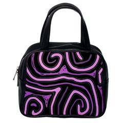 Purple Neon Lines Classic Handbags (one Side) by Valentinaart