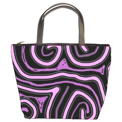 Purple Neon Lines Bucket Bags by Valentinaart