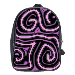 Purple Neon Lines School Bags(large)  by Valentinaart