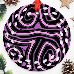 Purple Neon Lines Round Filigree Ornament (2side) by Valentinaart