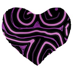 Purple Neon Lines Large 19  Premium Heart Shape Cushions by Valentinaart