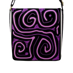 Purple Neon Lines Flap Messenger Bag (l)  by Valentinaart