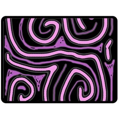 Purple Neon Lines Double Sided Fleece Blanket (large)  by Valentinaart