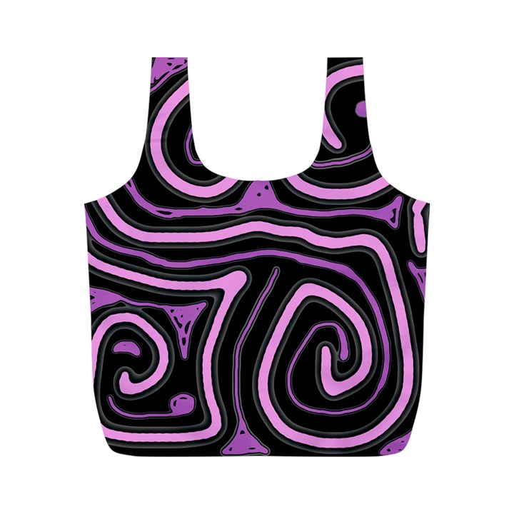 Purple neon lines Full Print Recycle Bags (M) 