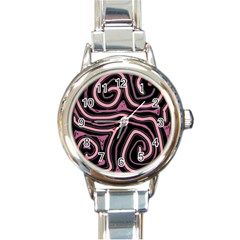 Decorative Lines Round Italian Charm Watch by Valentinaart