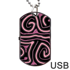 Decorative Lines Dog Tag Usb Flash (one Side) by Valentinaart