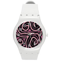 Decorative Lines Round Plastic Sport Watch (m)