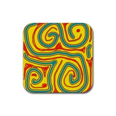 Colorful decorative lines Rubber Coaster (Square) 