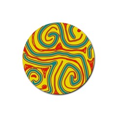 Colorful decorative lines Rubber Round Coaster (4 pack) 