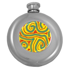 Colorful decorative lines Round Hip Flask (5 oz)