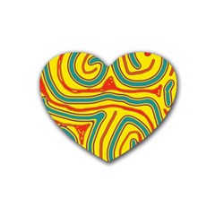 Colorful decorative lines Rubber Coaster (Heart) 