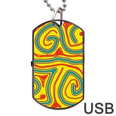 Colorful decorative lines Dog Tag USB Flash (One Side)