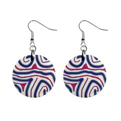 Blue And Red Lines Mini Button Earrings by Valentinaart