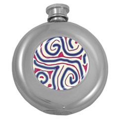 Blue And Red Lines Round Hip Flask (5 Oz) by Valentinaart