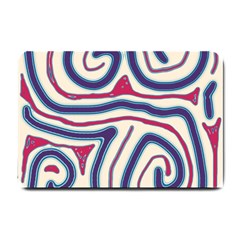 Blue And Red Lines Small Doormat  by Valentinaart