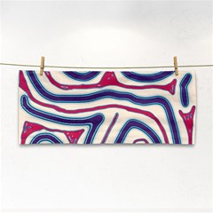 Blue And Red Lines Hand Towel by Valentinaart