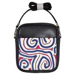 Blue And Red Lines Girls Sling Bags by Valentinaart