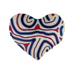 Blue And Red Lines Standard 16  Premium Flano Heart Shape Cushions by Valentinaart